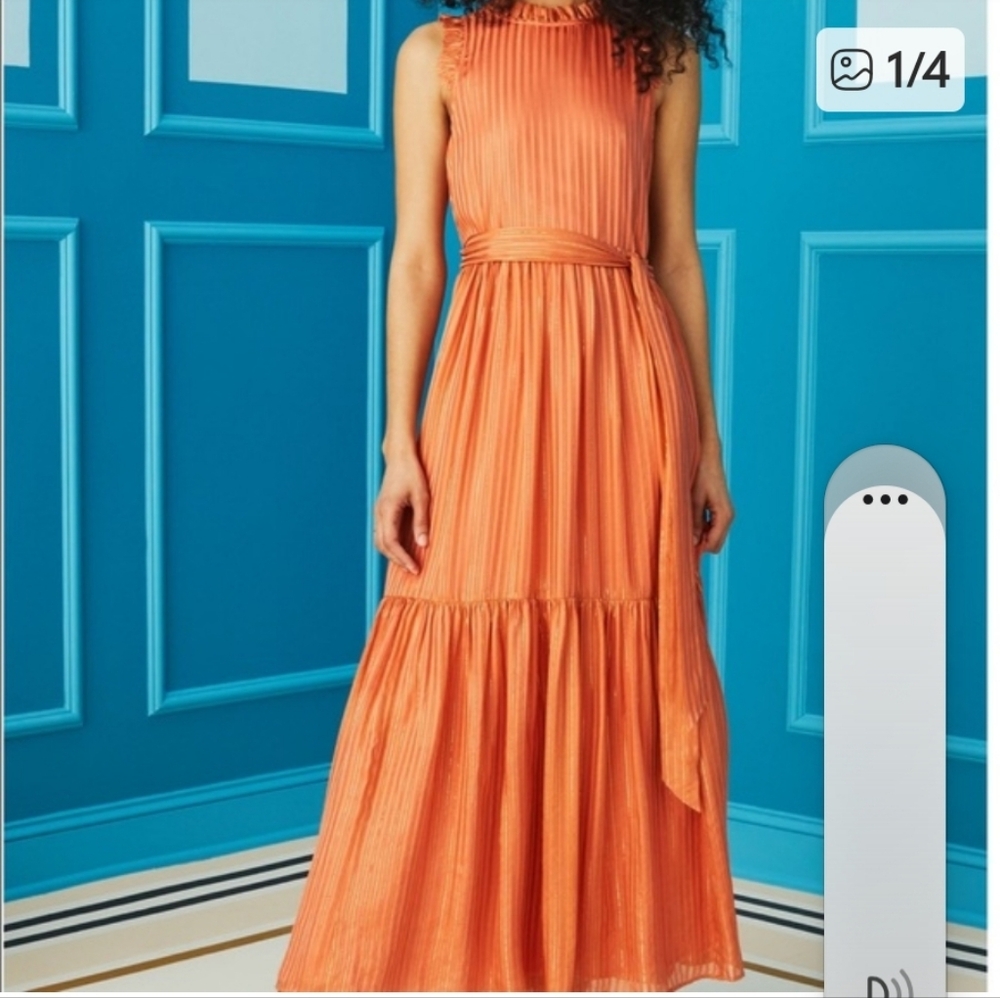 Marie Oliver Brown & Gold Maxi Dress